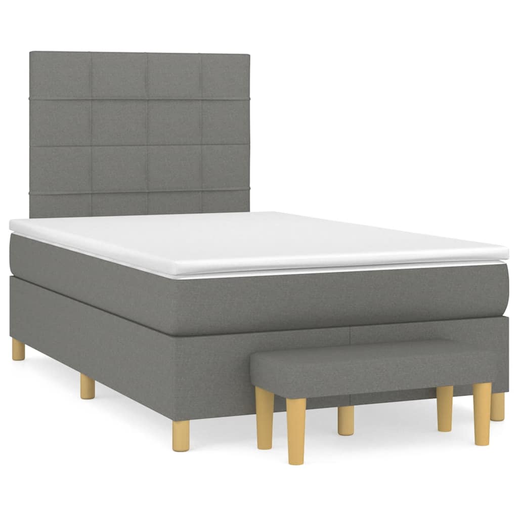 Sommier à lattes de lit avec matelas gris foncé 120x190cm tissu - XIOS