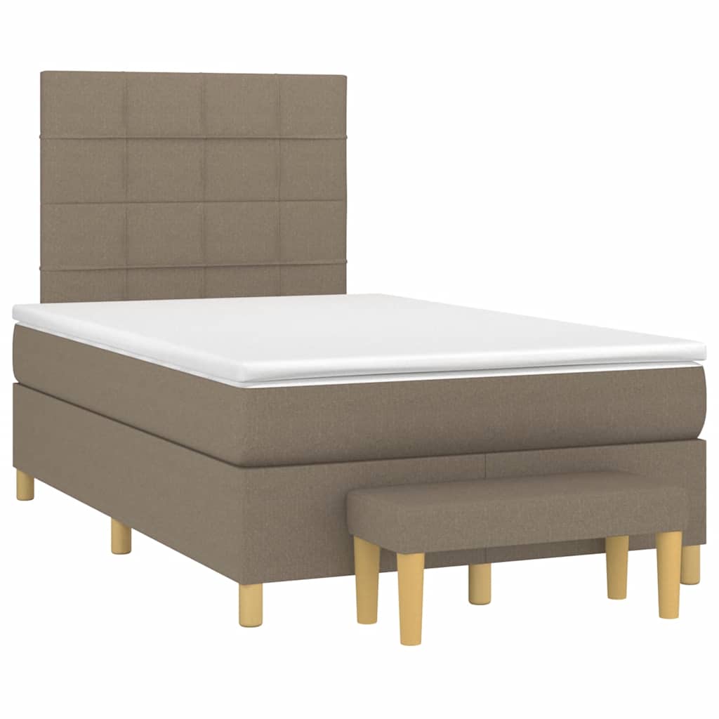 Sommier à lattes de lit avec matelas taupe 120x190 cm tissu - XIOS