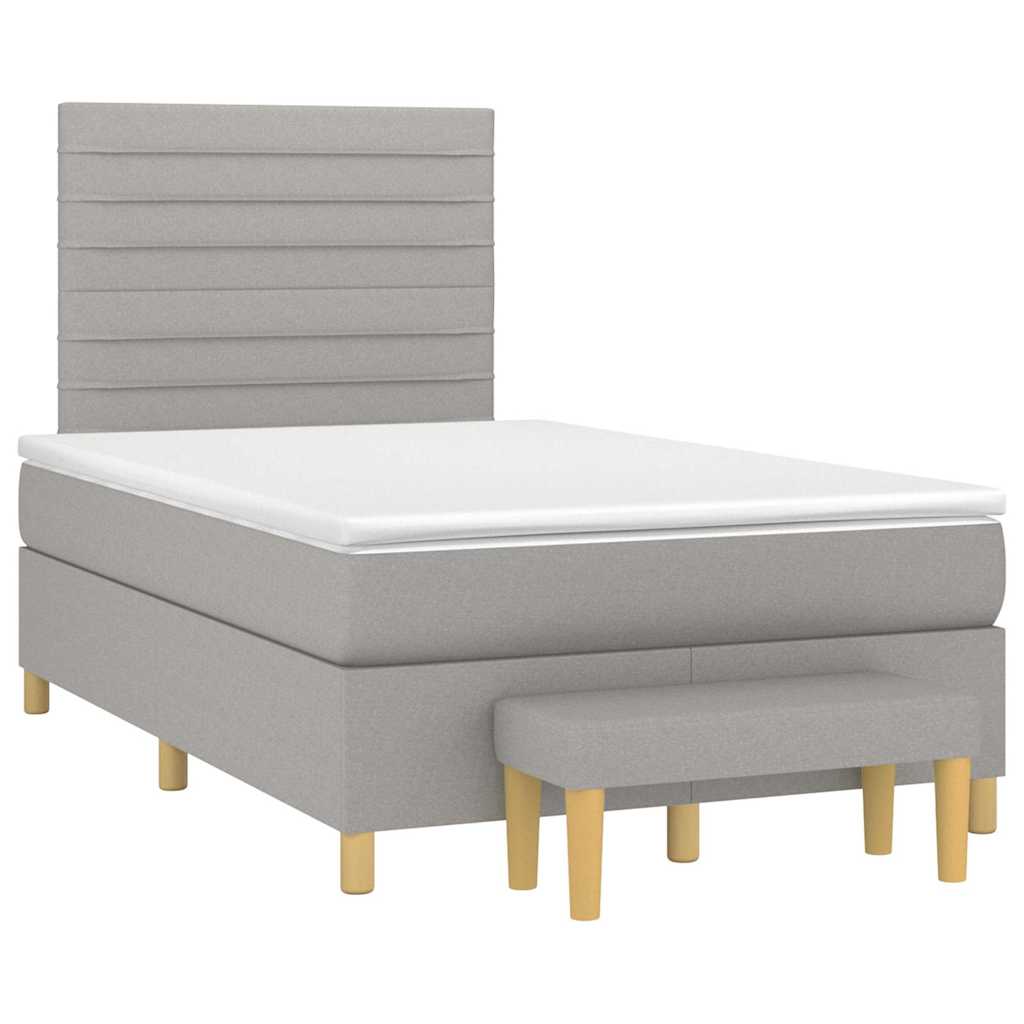 Sommier à lattes de lit et matelas gris clair 120x190 cm tissu - XIOS