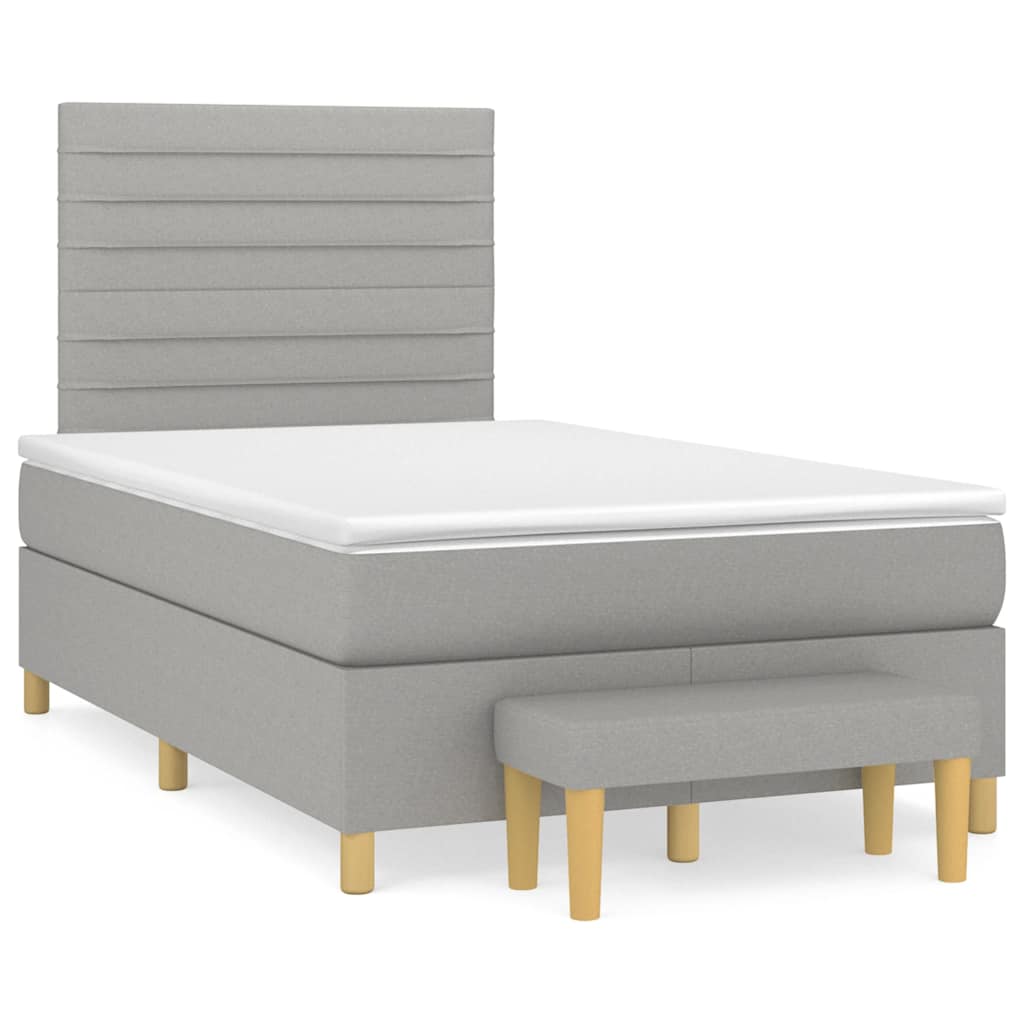 Sommier à lattes de lit et matelas gris clair 120x190 cm tissu - XIOS