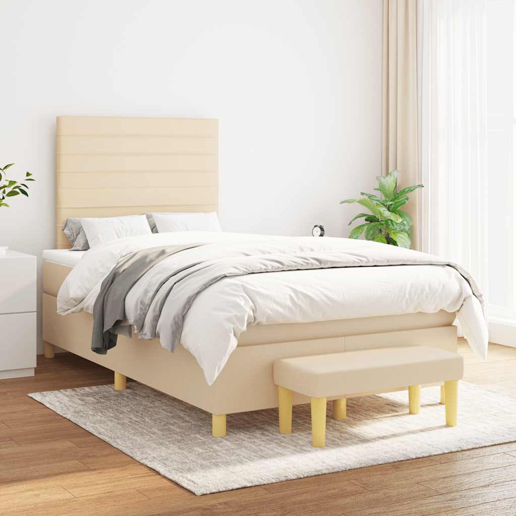 Sommier à lattes de lit avec matelas crème 120x190 cm tissu - XIOS