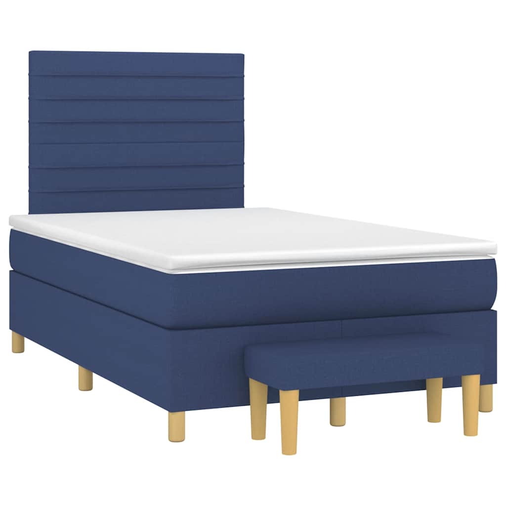 Sommier à lattes de lit avec matelas bleu 120x190 cm tissu - XIOS