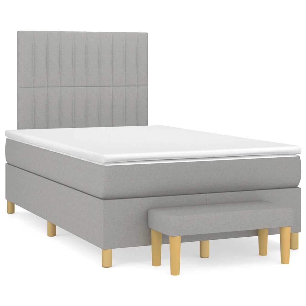 Sommier à lattes de lit et matelas gris clair 120x190 cm tissu - XIOS