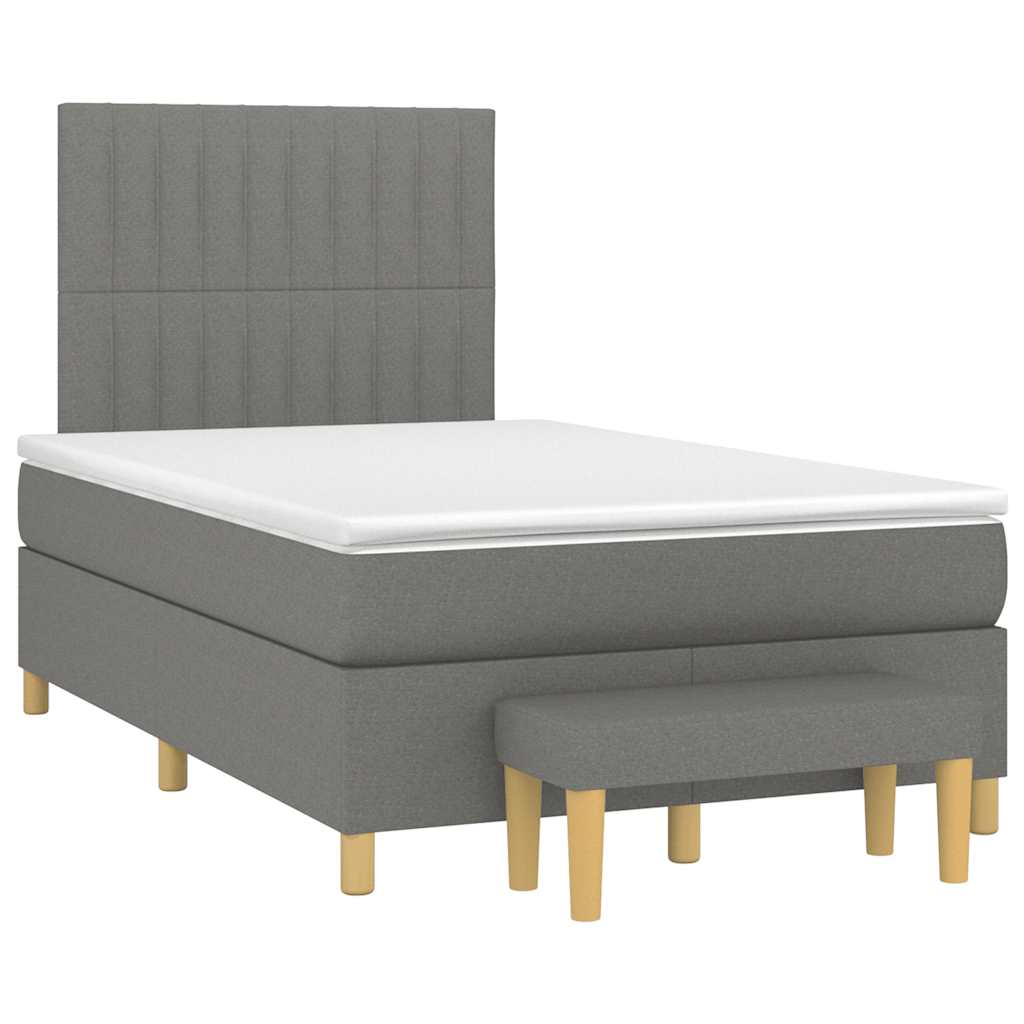Sommier à lattes de lit avec matelas gris foncé 120x190cm tissu - XIOS