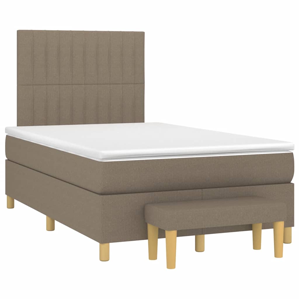 Sommier à lattes de lit avec matelas taupe 120x190 cm tissu - XIOS