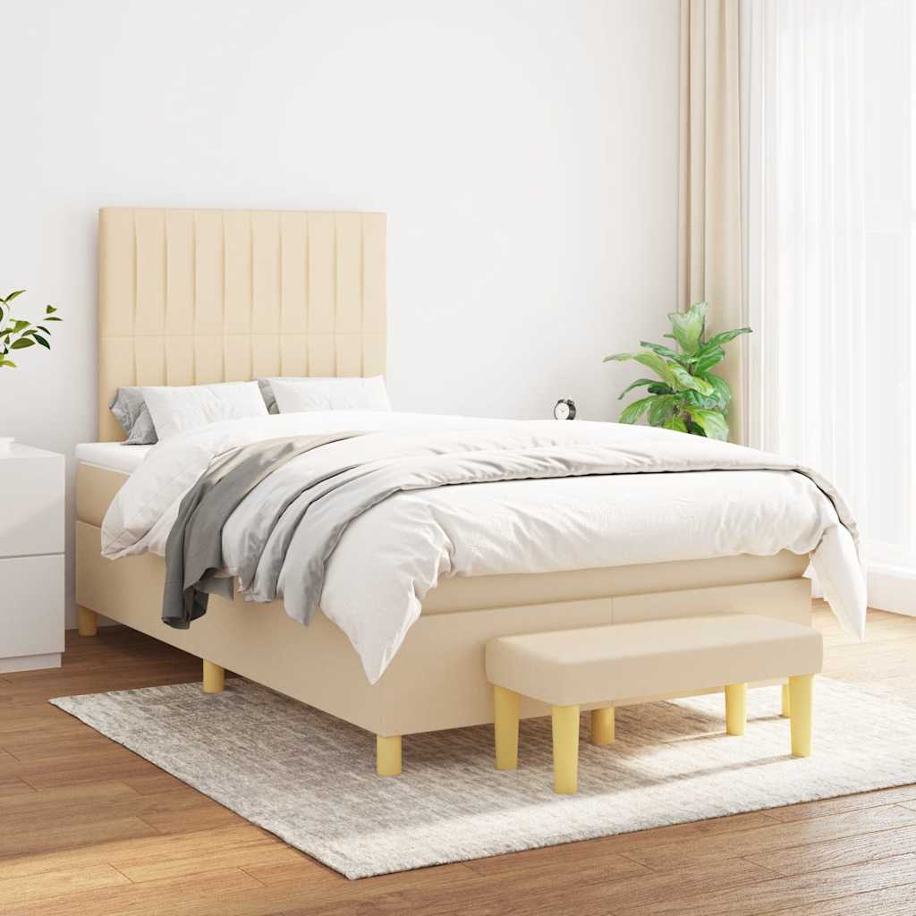 Sommier à lattes de lit avec matelas crème 120x190 cm tissu - XIOS