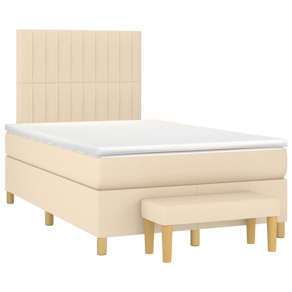 Sommier à lattes de lit avec matelas crème 120x190 cm tissu - XIOS