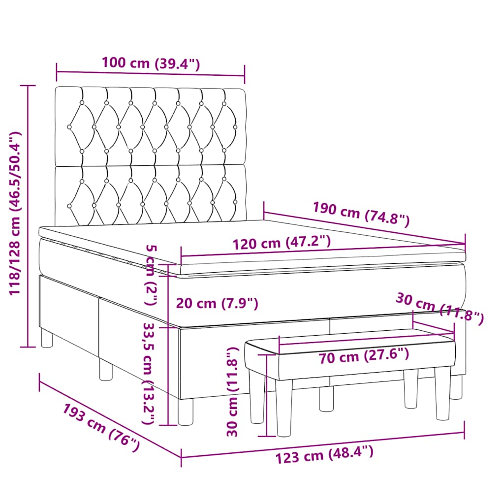 Sommier à lattes de lit et matelas gris clair 120x190 cm tissu - XIOS