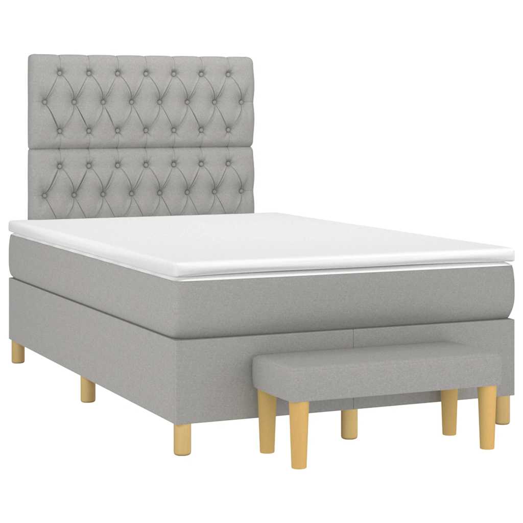 Sommier à lattes de lit et matelas gris clair 120x190 cm tissu - XIOS