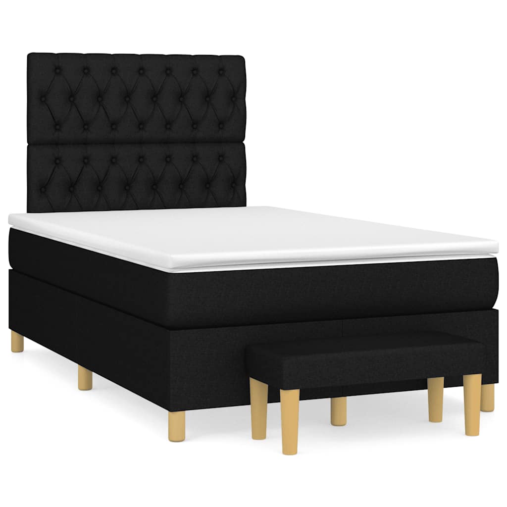 Sommier à lattes de lit avec matelas noir 120x190 cm tissu - XIOS