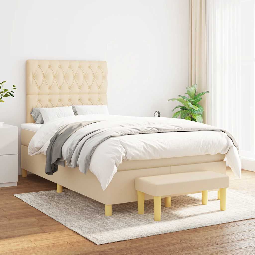 Sommier à lattes de lit avec matelas crème 120x190 cm tissu - XIOS