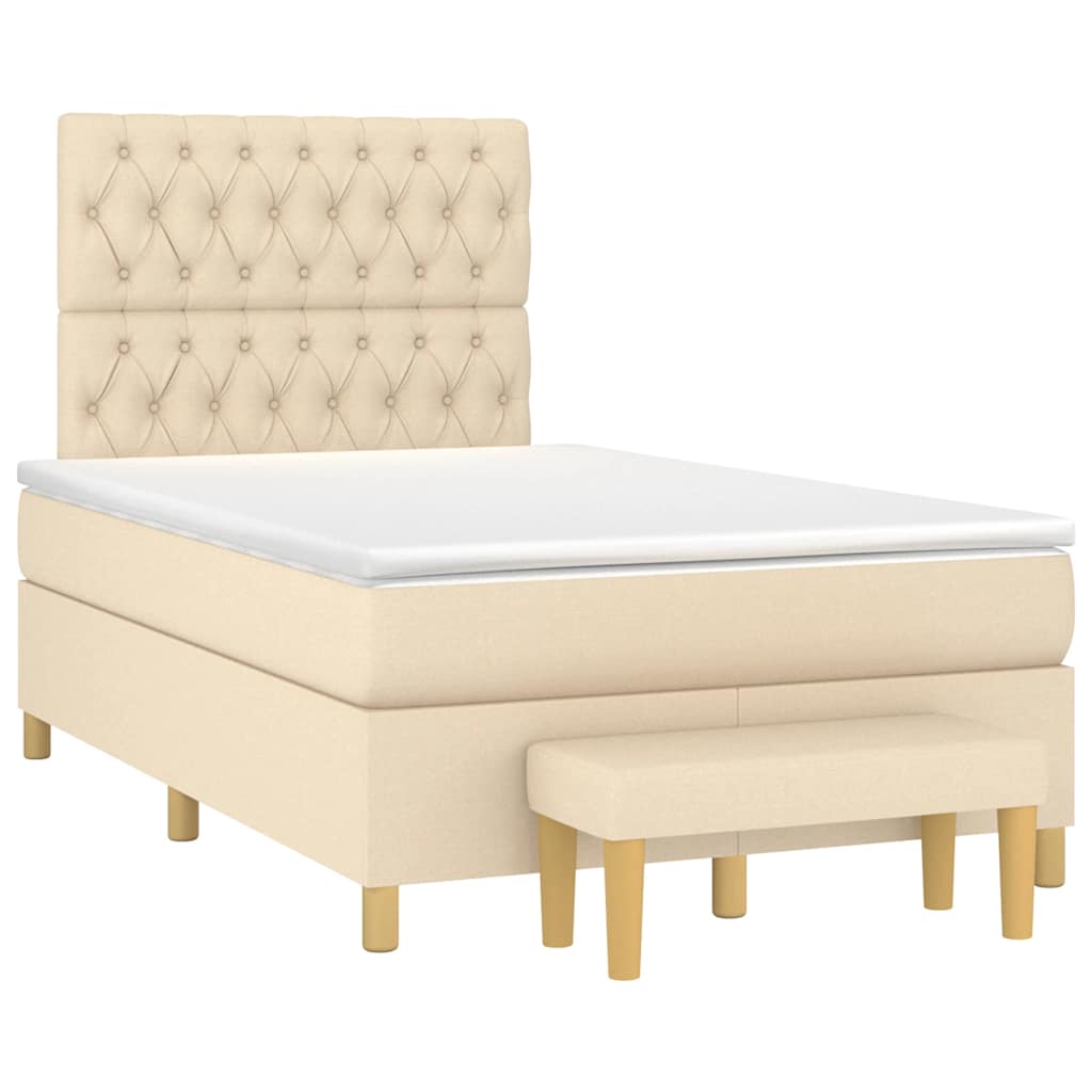 Sommier à lattes de lit avec matelas crème 120x190 cm tissu - XIOS