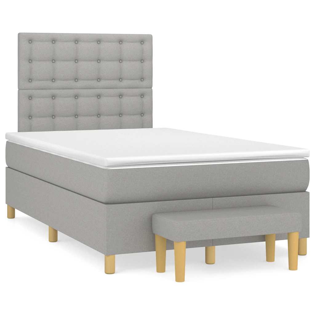 Sommier à lattes de lit et matelas gris clair 120x190 cm tissu - XIOS