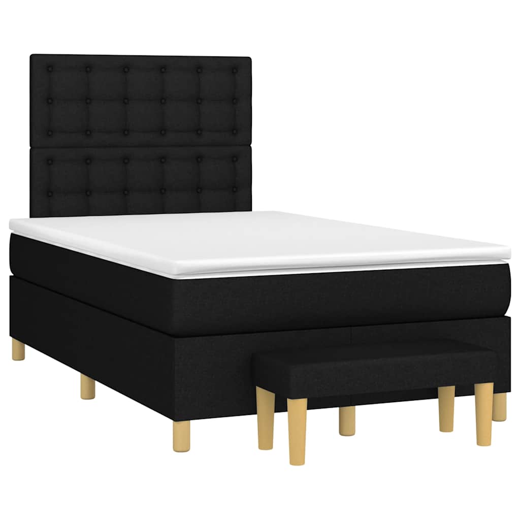 Sommier à lattes de lit avec matelas noir 120x190 cm tissu - XIOS