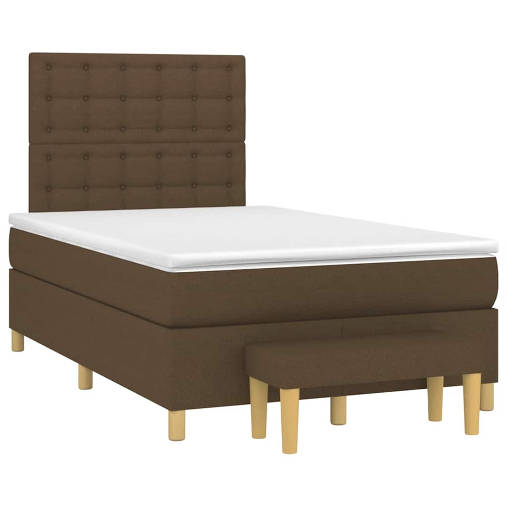 Sommier à lattes de lit et matelas marron foncé 120x190cm tissu - XIOS