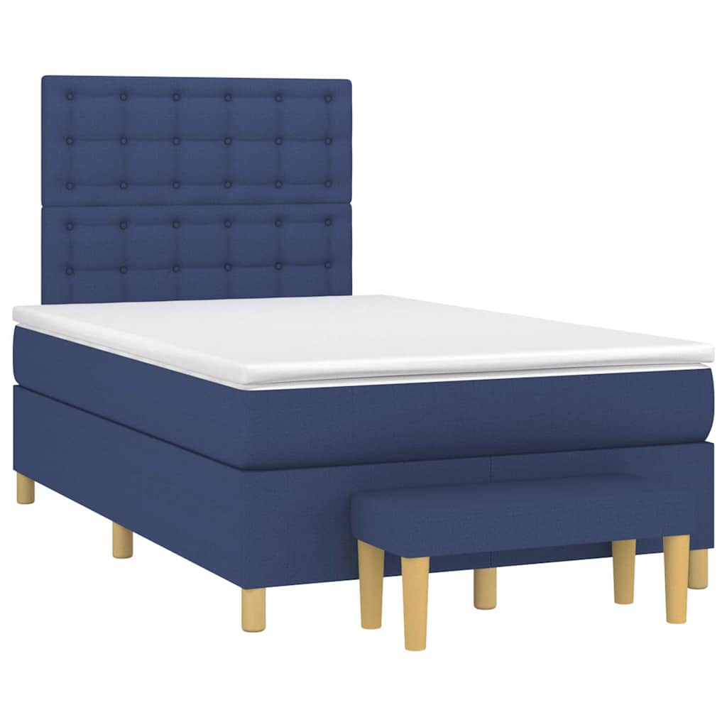 Sommier à lattes de lit avec matelas bleu 120x190 cm tissu - XIOS