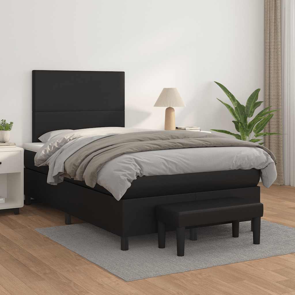 Sommier à lattes de lit avec matelas noir 120x190 cm similicuir - XIOS