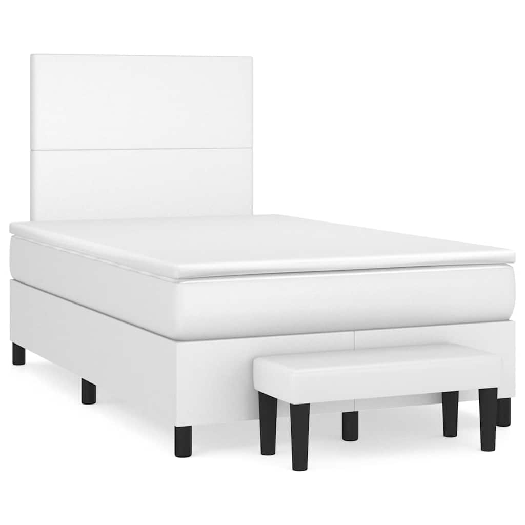 Sommier à lattes de lit avec matelas blanc 120x190cm similicuir