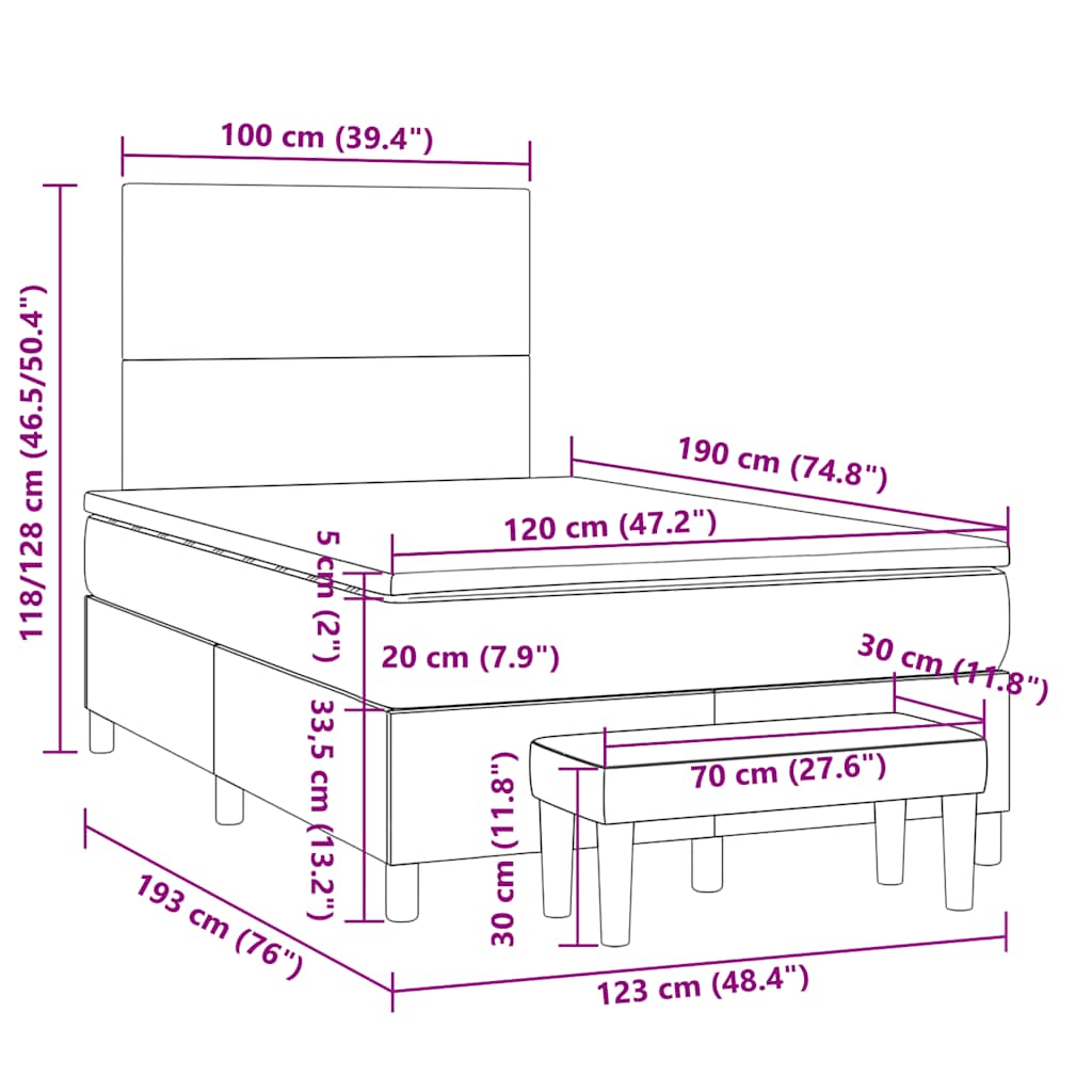 Sommier à lattes de lit avec matelas blanc 120x190cm similicuir - XIOS