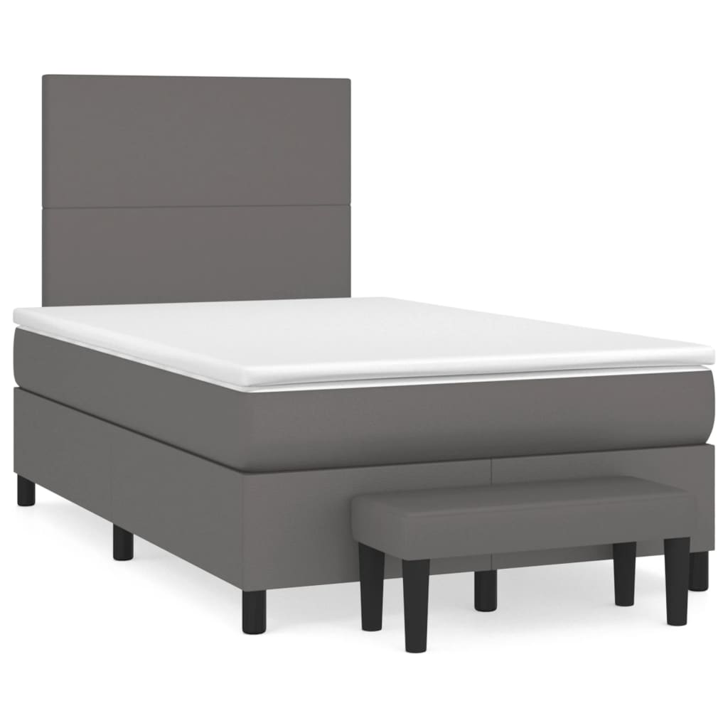 Sommier à lattes de lit avec matelas gris 120x190 cm similicuir - XIOS