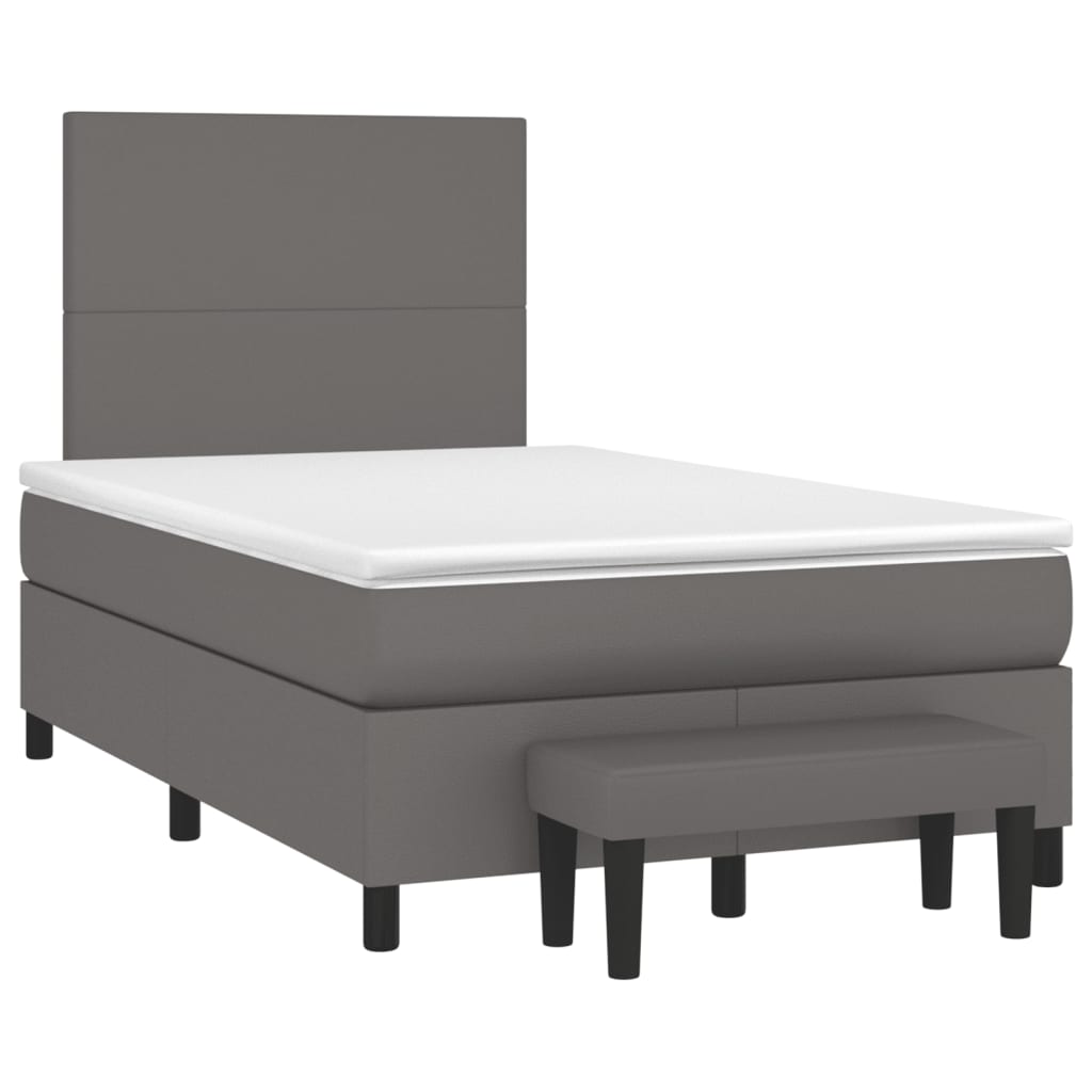 Sommier à lattes de lit avec matelas gris 120x190 cm similicuir - XIOS