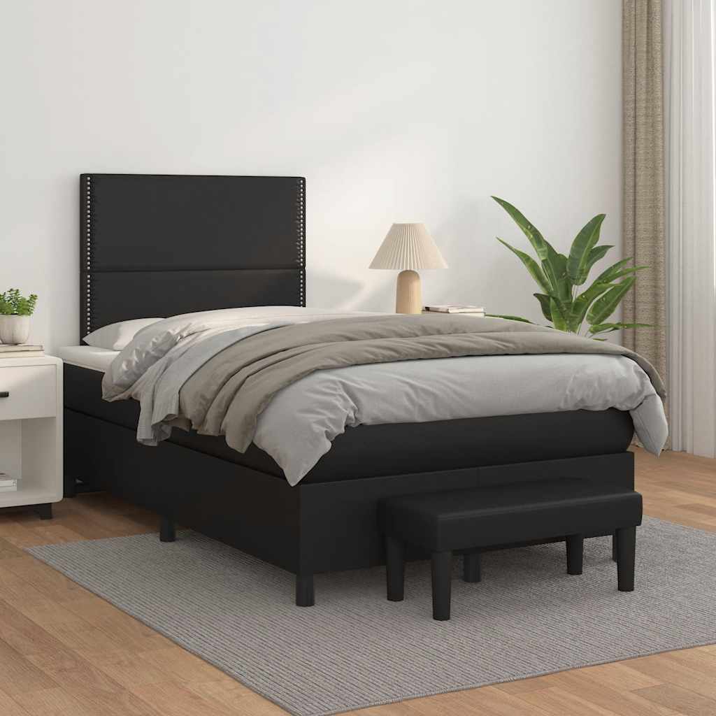Sommier à lattes de lit avec matelas noir 120x190 cm similicuir - XIOS