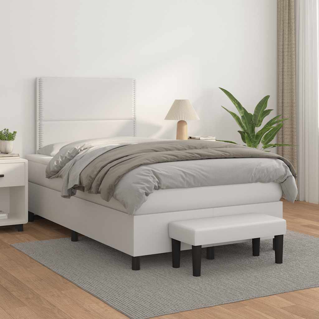 Sommier à lattes de lit avec matelas blanc 120x190cm similicuir - XIOS