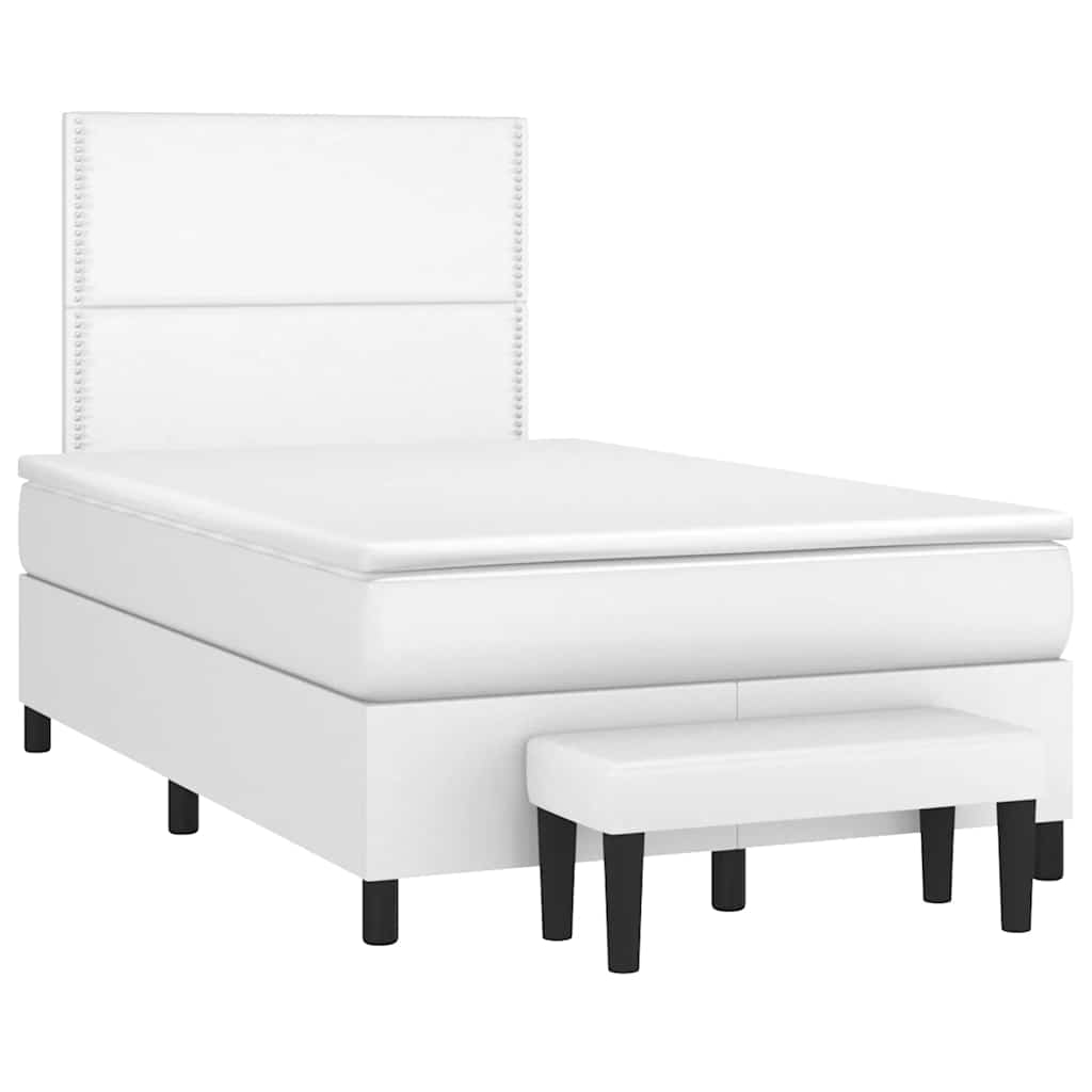 Sommier à lattes de lit avec matelas blanc 120x190cm similicuir - XIOS