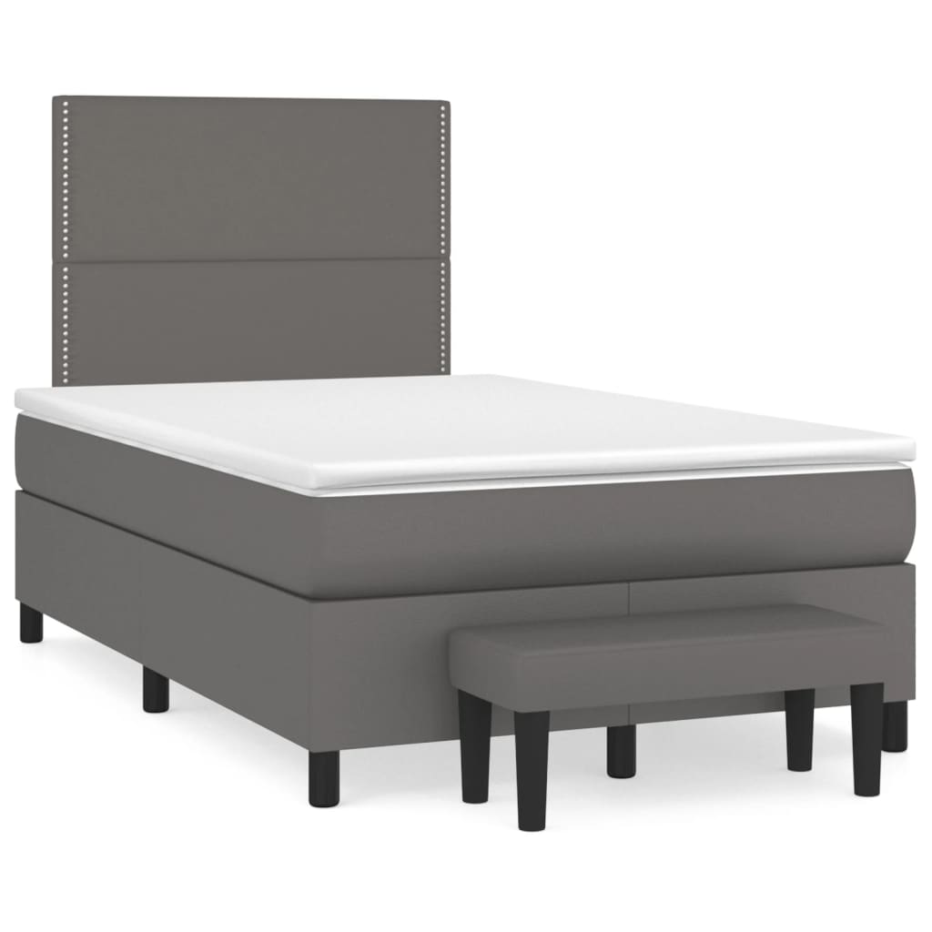 Sommier à lattes de lit avec matelas gris 120x190 cm similicuir