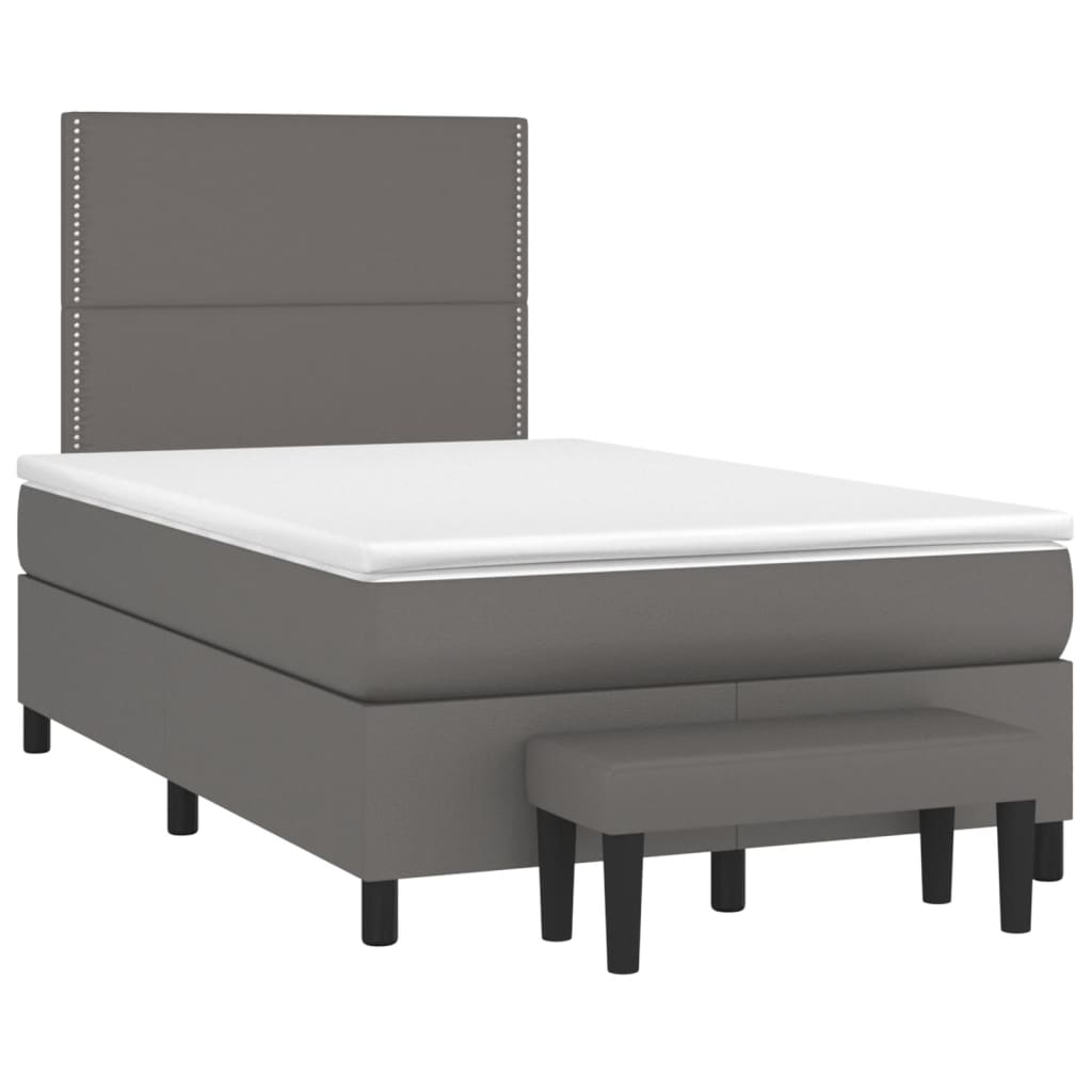Sommier à lattes de lit avec matelas gris 120x190 cm similicuir