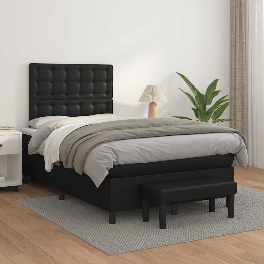 Sommier à lattes de lit avec matelas noir 120x190 cm similicuir - XIOS