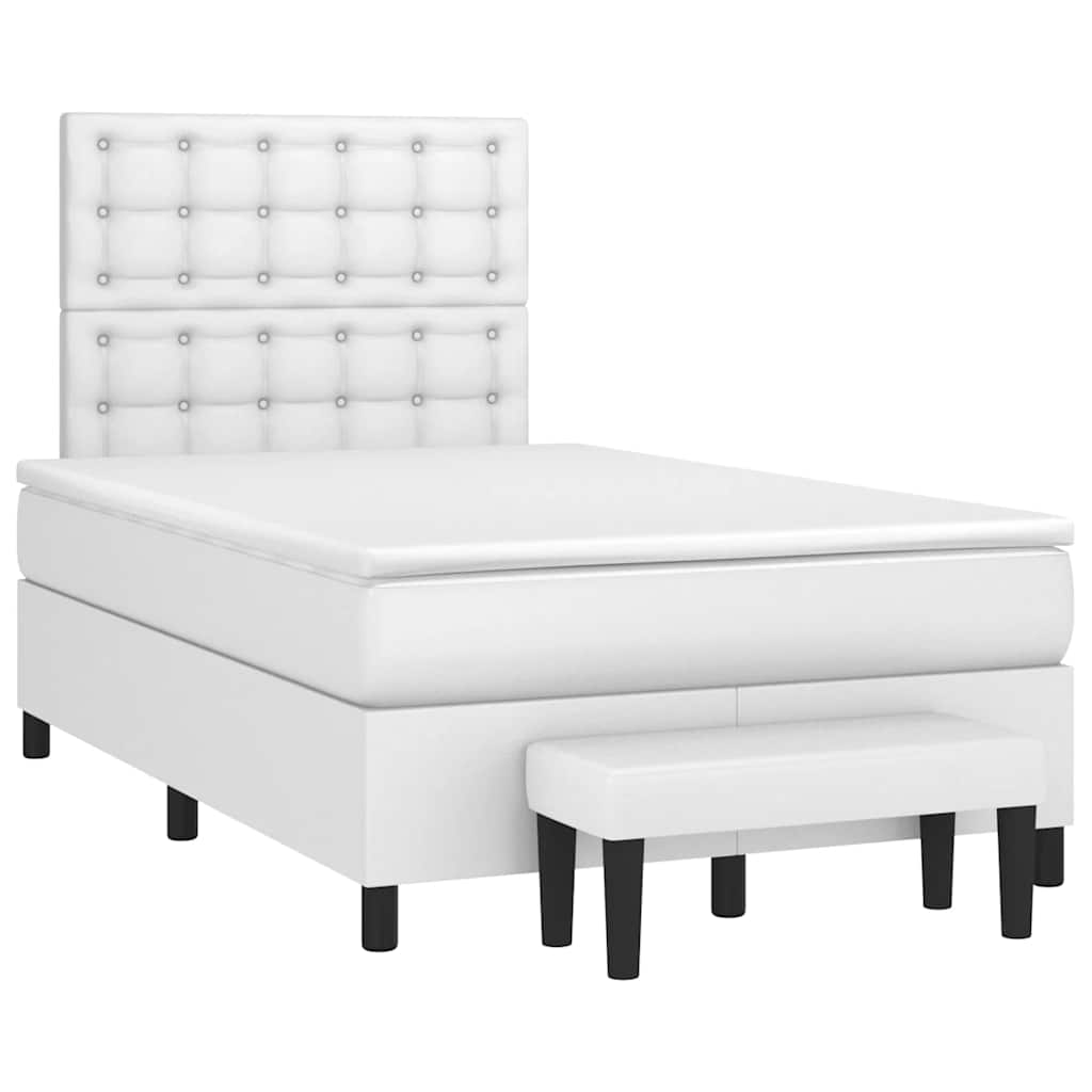 Sommier à lattes de lit avec matelas blanc 120x190cm similicuir - XIOS