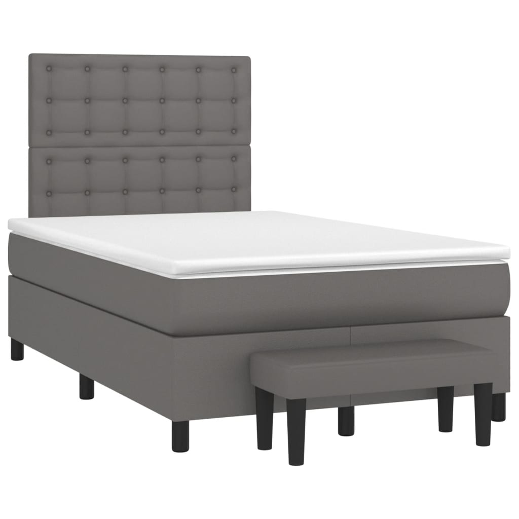 Sommier à lattes de lit avec matelas gris 120x190 cm similicuir - XIOS