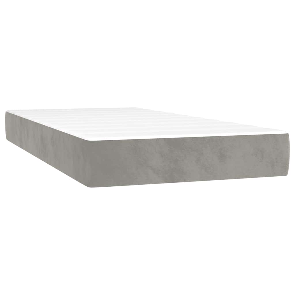 Sommier à lattes de lit et matelas gris clair 120x190cm velours - XIOS