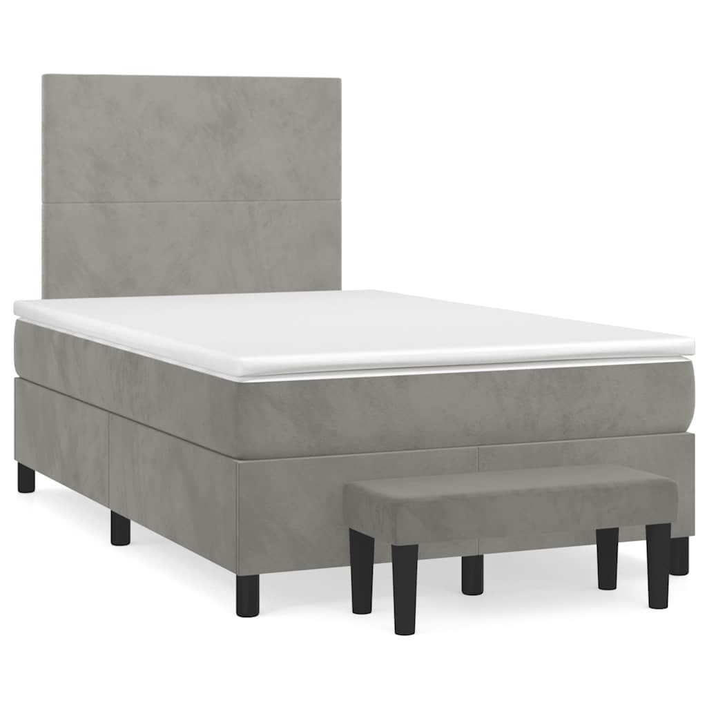 Sommier à lattes de lit et matelas gris clair 120x190cm velours - XIOS