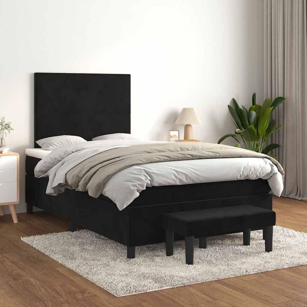 Sommier à lattes de lit avec matelas noir 120x190 cm velours - XIOS