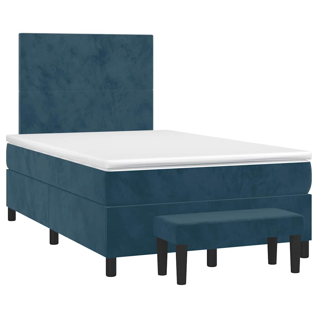 Sommier à lattes de lit et matelas bleu foncé 120x190cm velours - XIOS