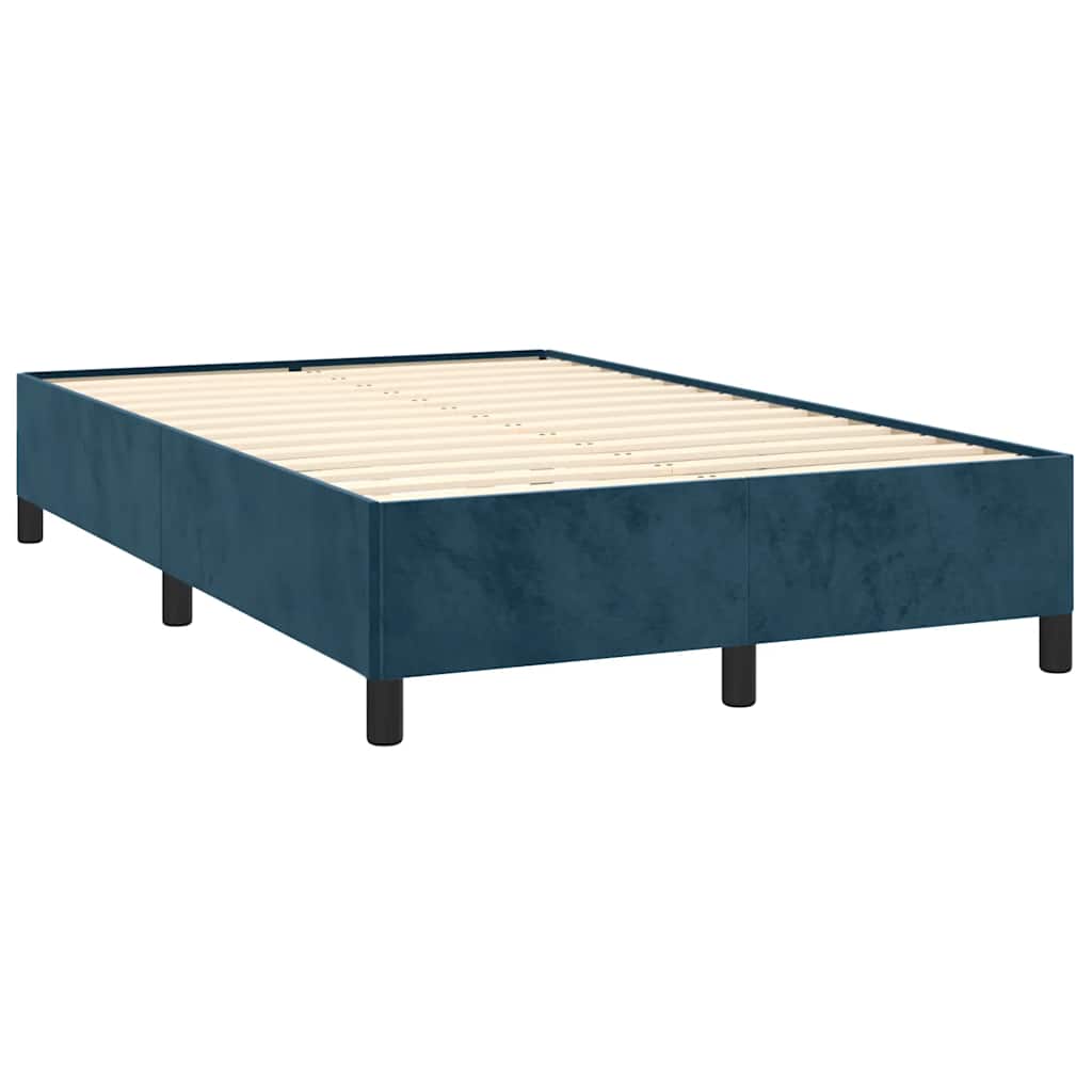 Sommier à lattes de lit et matelas bleu foncé 120x190cm velours - XIOS