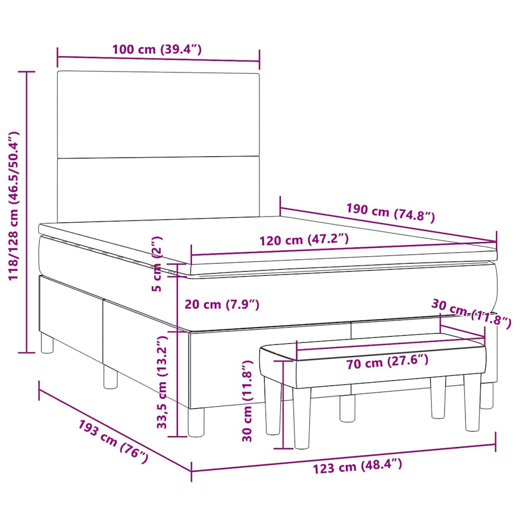 Sommier à lattes de lit avec matelas rose 120x190 cm velours - XIOS