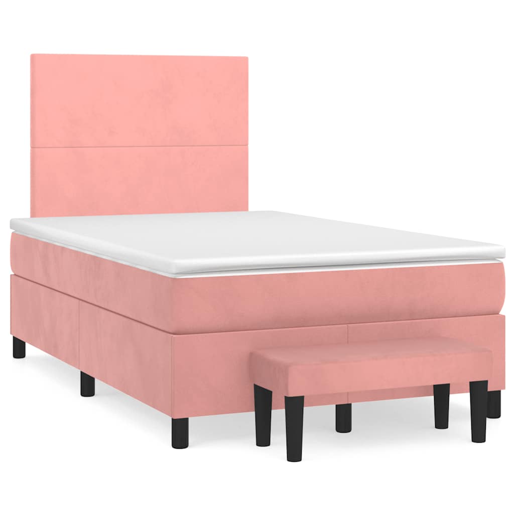 Sommier à lattes de lit avec matelas rose 120x190 cm velours - XIOS