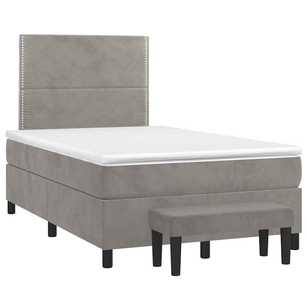 Sommier à lattes de lit et matelas gris clair 120x190cm velours - XIOS