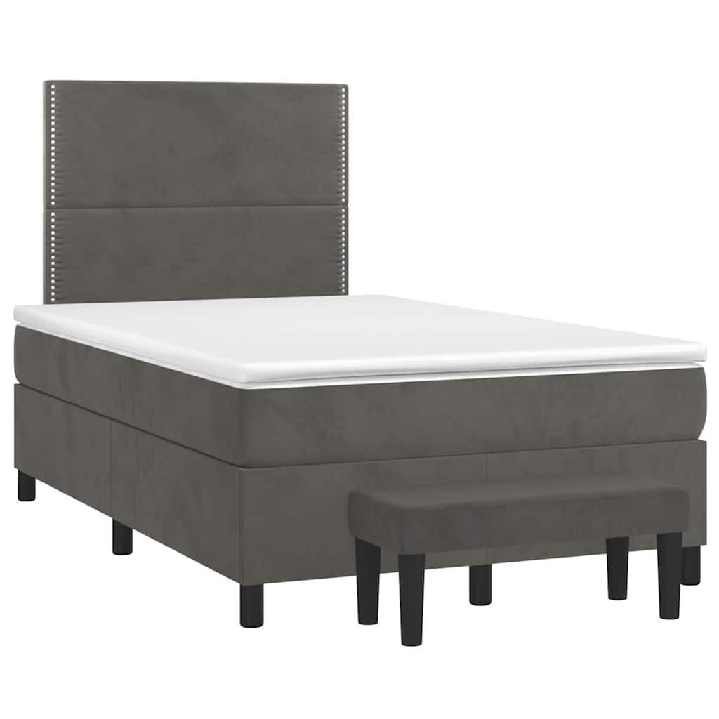Sommier à lattes de lit et matelas gris foncé 120x190cm velours - XIOS