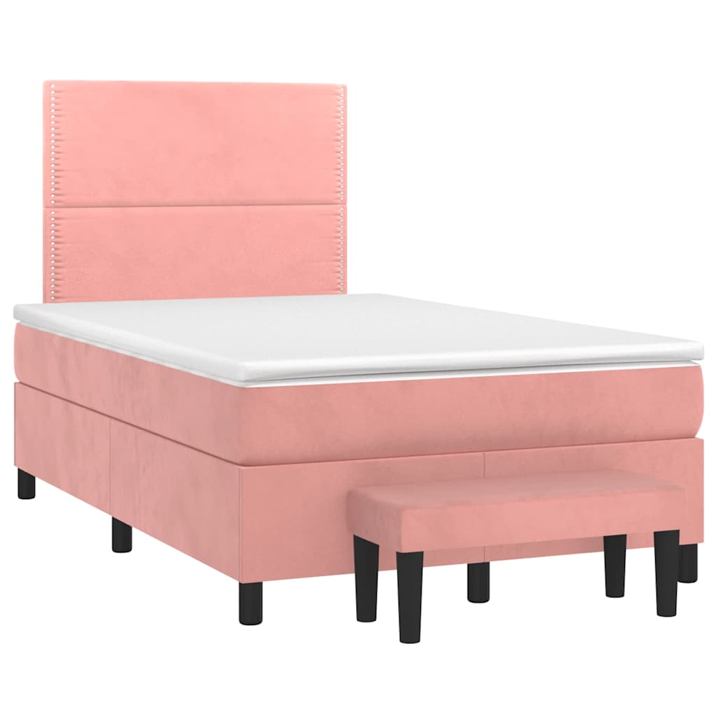 Sommier à lattes de lit avec matelas rose 120x190 cm velours - XIOS