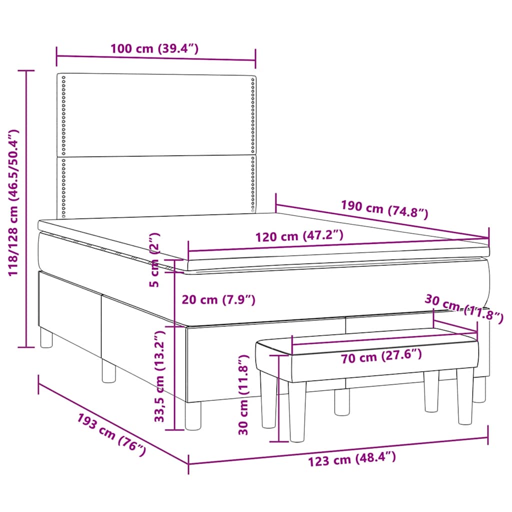 Sommier à lattes de lit avec matelas rose 120x190 cm velours - XIOS