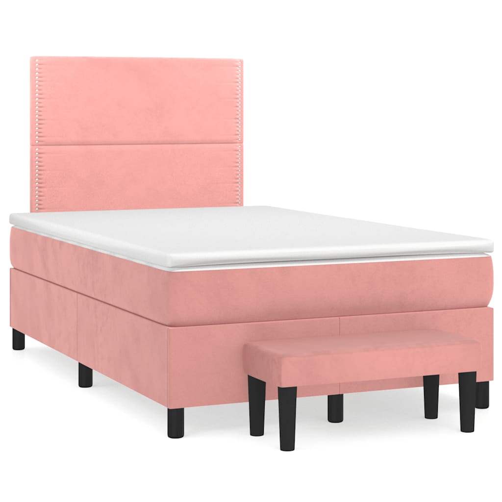 Sommier à lattes de lit avec matelas rose 120x190 cm velours - XIOS