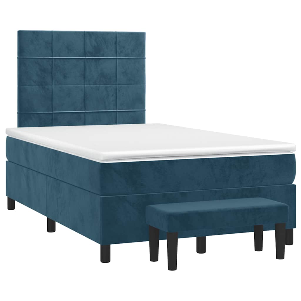Sommier à lattes de lit et matelas bleu foncé 120x190cm velours - XIOS