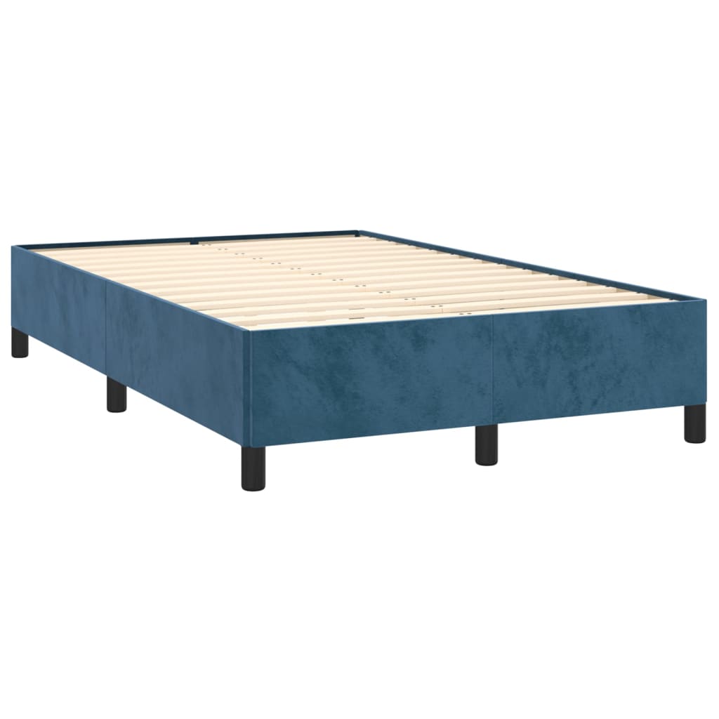 Sommier à lattes de lit et matelas bleu foncé 120x190cm velours - XIOS