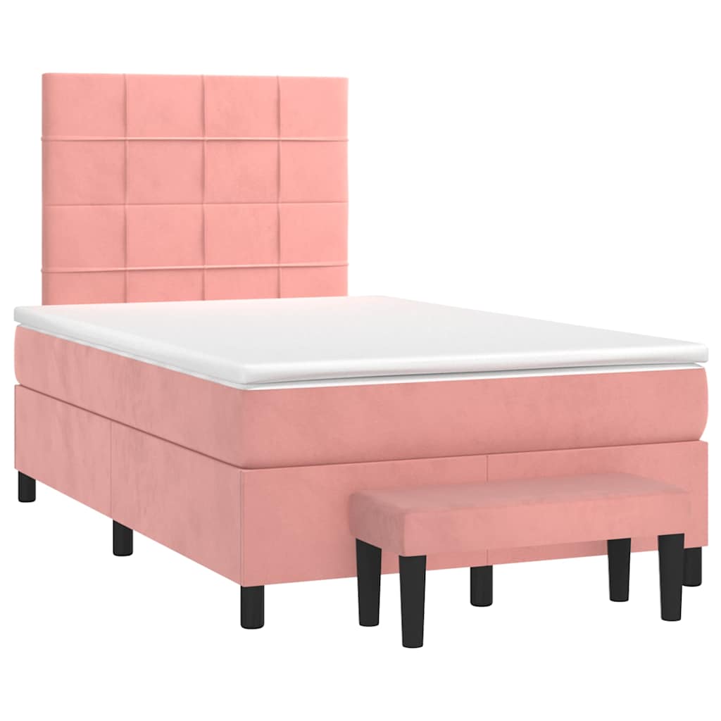 Sommier à lattes de lit avec matelas rose 120x190 cm velours - XIOS