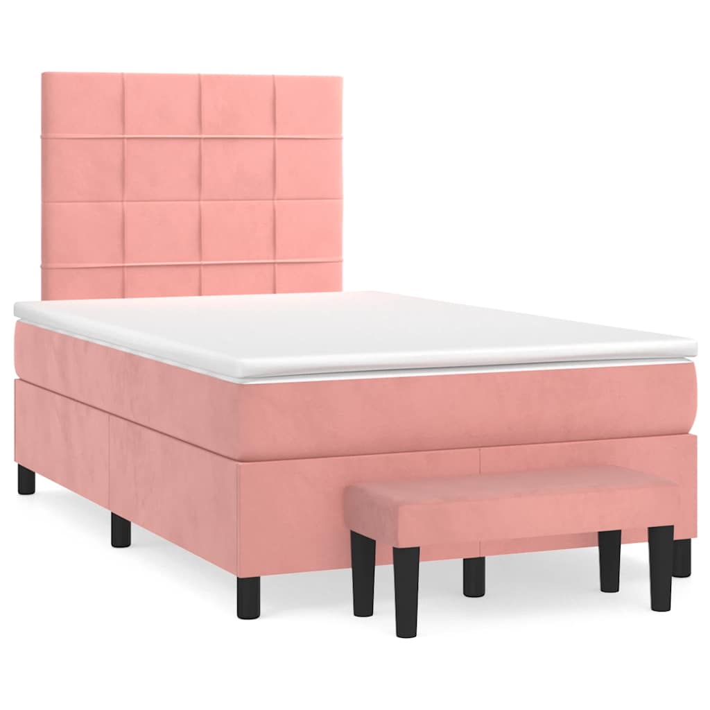 Sommier à lattes de lit avec matelas rose 120x190 cm velours - XIOS