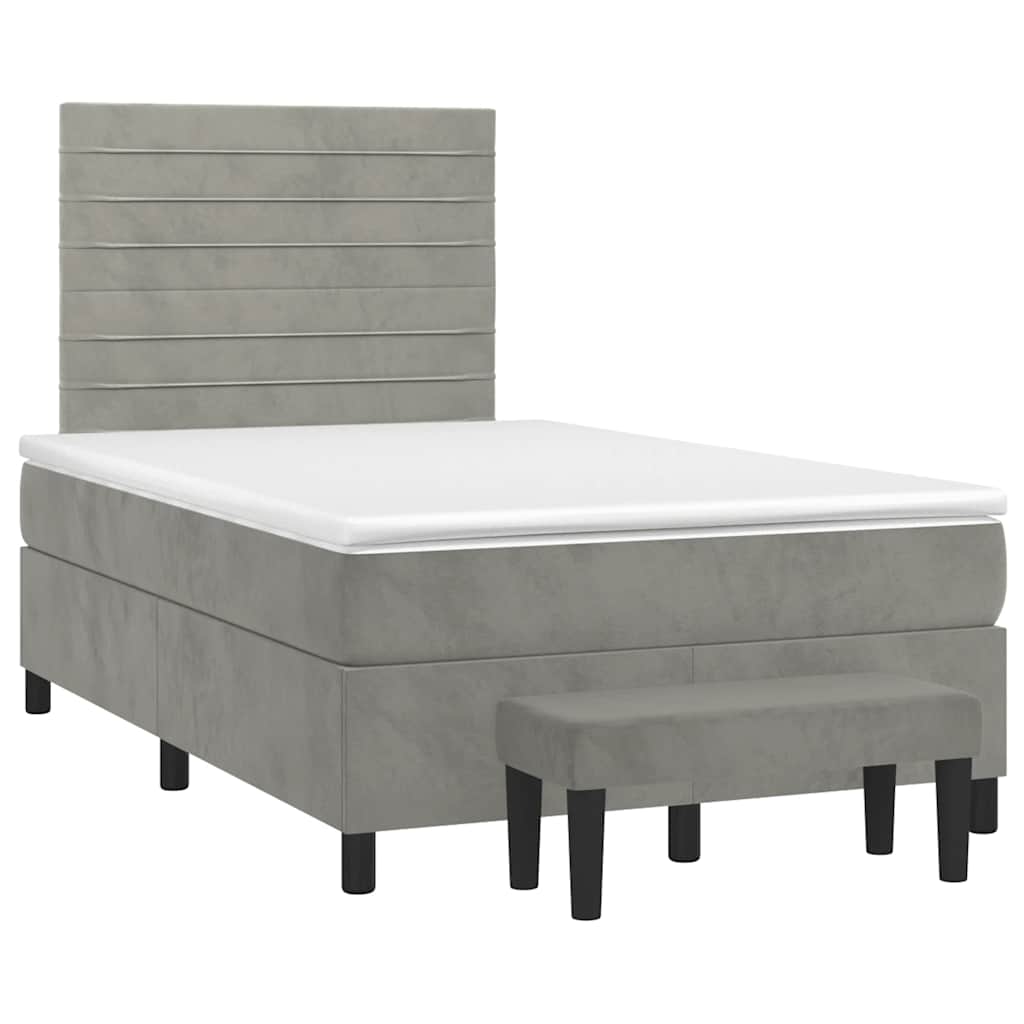 Sommier à lattes de lit et matelas gris clair 120x190cm velours - XIOS